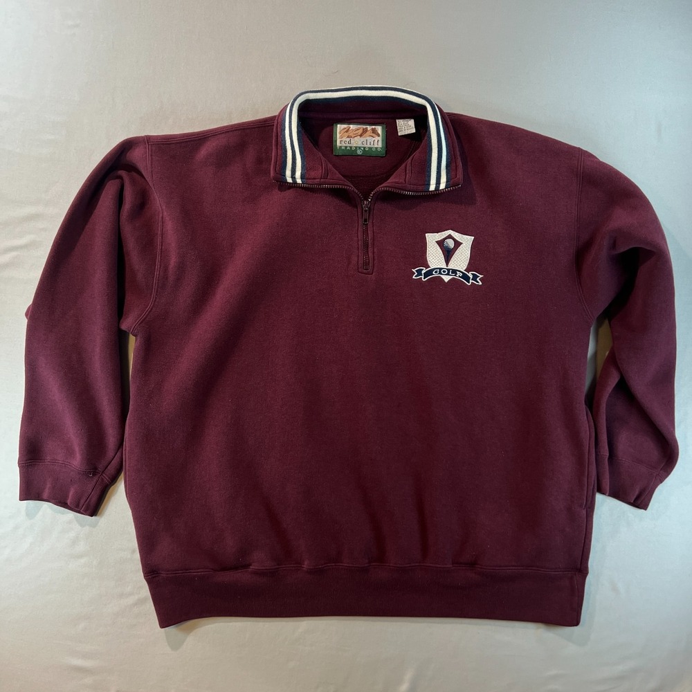 Vintage Red Cliff Trading Co Golf Sweatshirt XL Maroon Quarter‎ Zip Pullover